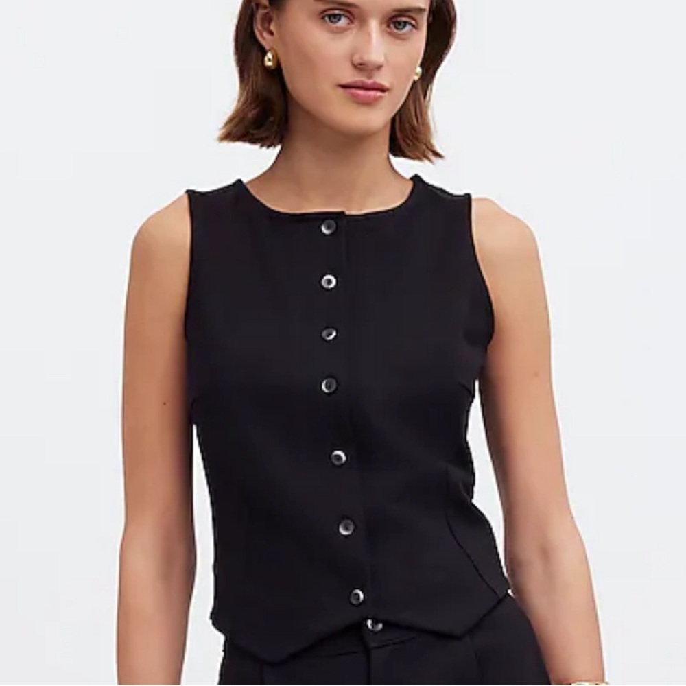 Madewell Black Button Down Sleeveless Top